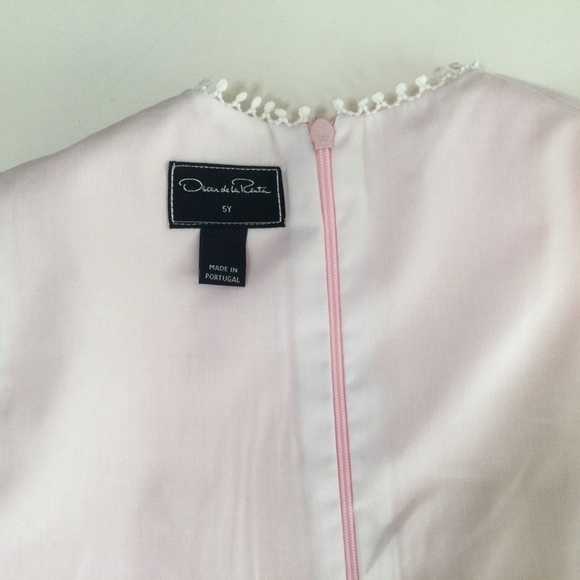 Oscar De La Renta Girls Linen Drop Waist Dress - Picture 5 of 6